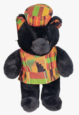 Rare 1993 Prestige International CHAKA BEAR Plush With Traditional African Cloth